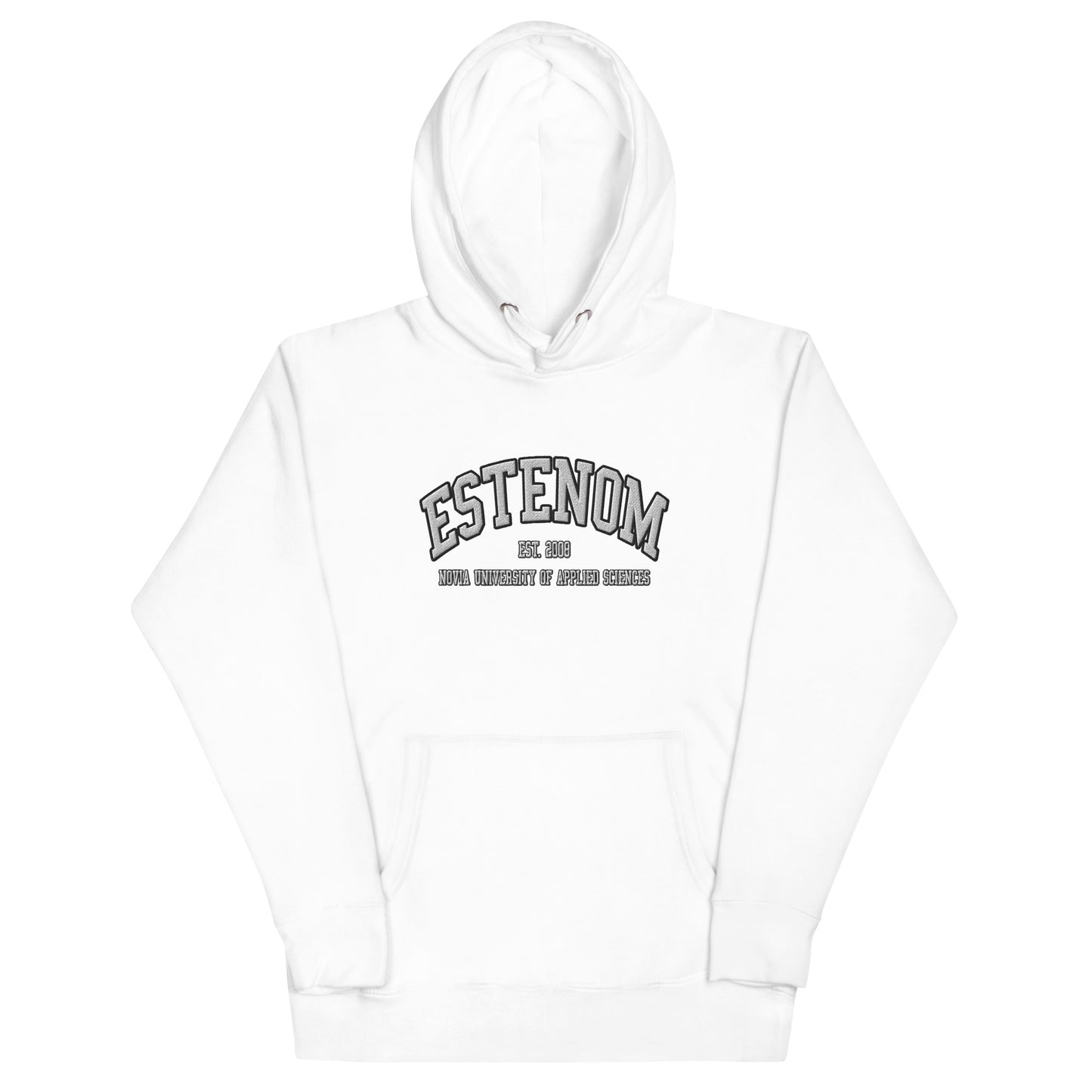 Broderad Estenom Vitt Tryck Premium Hoodie
