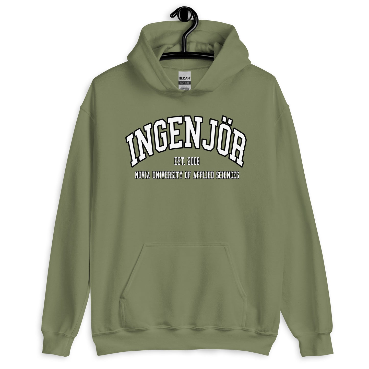 Ingenjör Hoodie Vitt Tryck