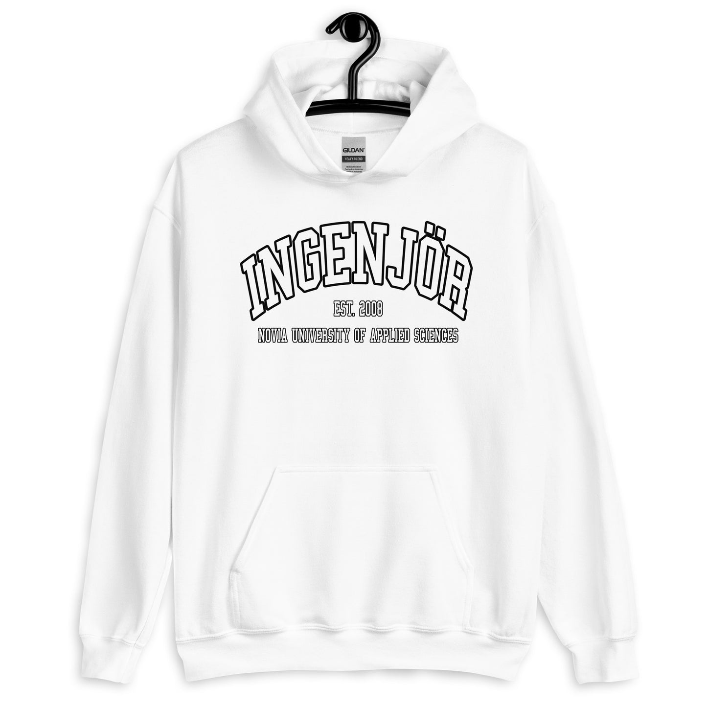 Ingenjör Hoodie Vitt Tryck