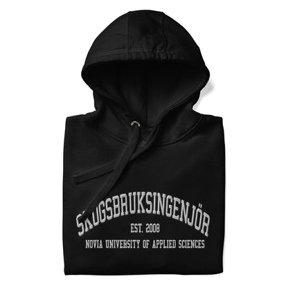 Broderad Skogsbruksingenjör Vitt Tryck Premium Hoodie