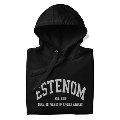 Broderad Estenom Vitt Tryck Premium Hoodie