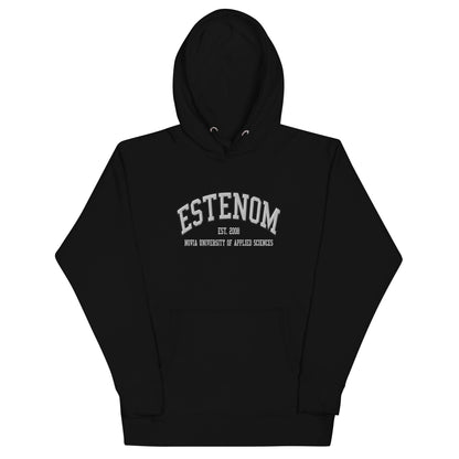 Broderad Estenom Vitt Tryck Premium Hoodie