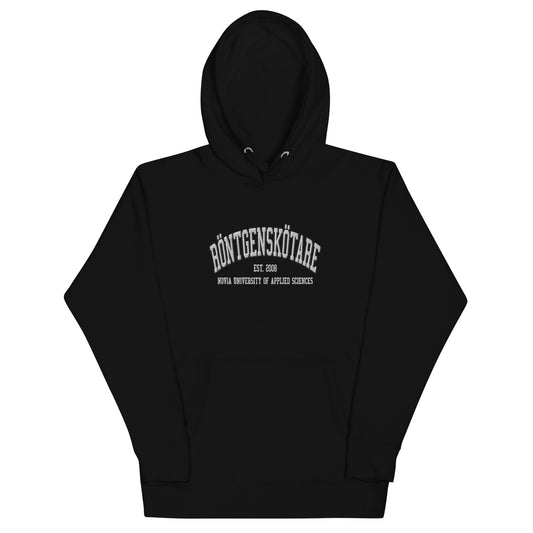 Broderad Röntgenskötare Vitt Tryck Premium Hoodie