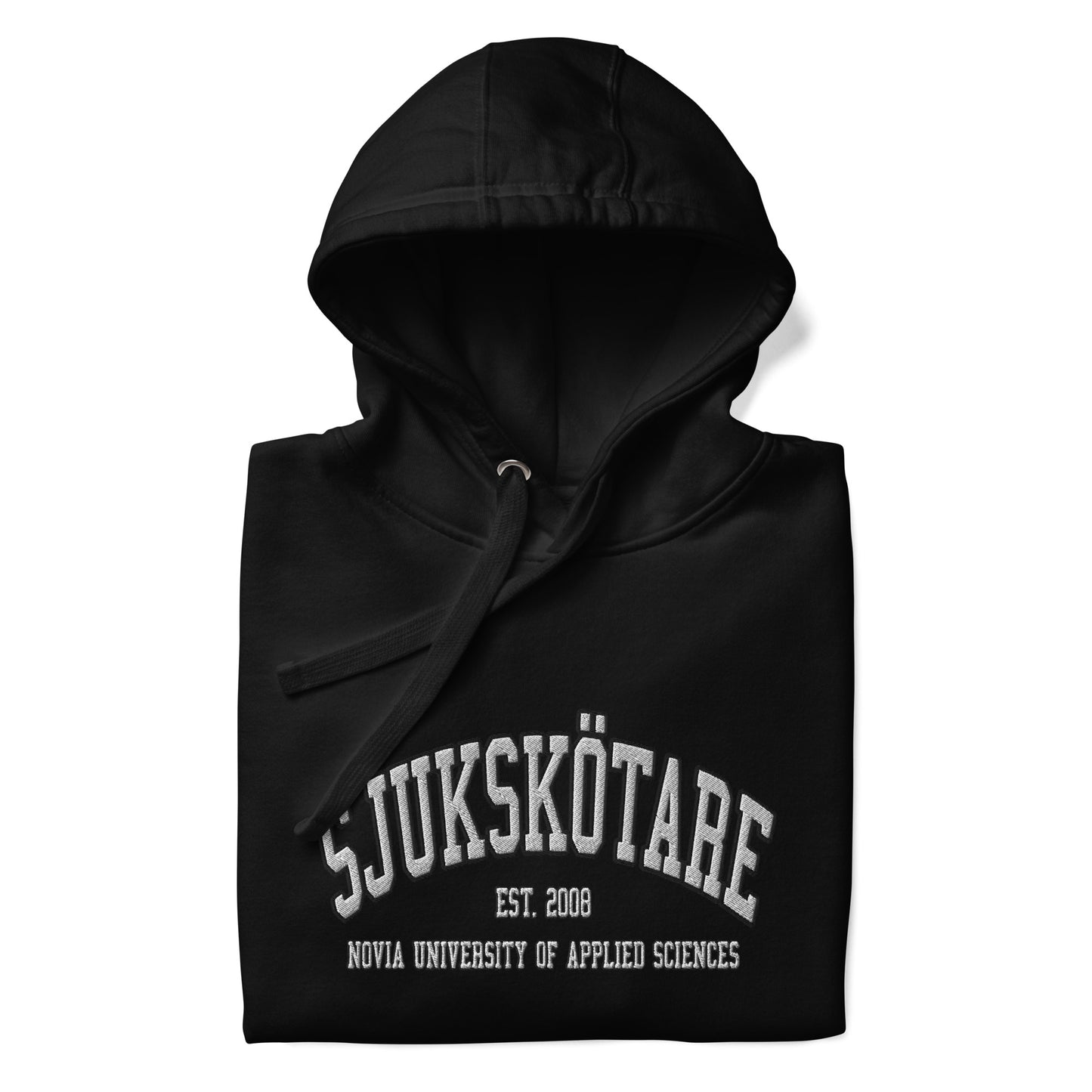 Broderad Sjukskötare Vitt Tryck Premium Hoodie