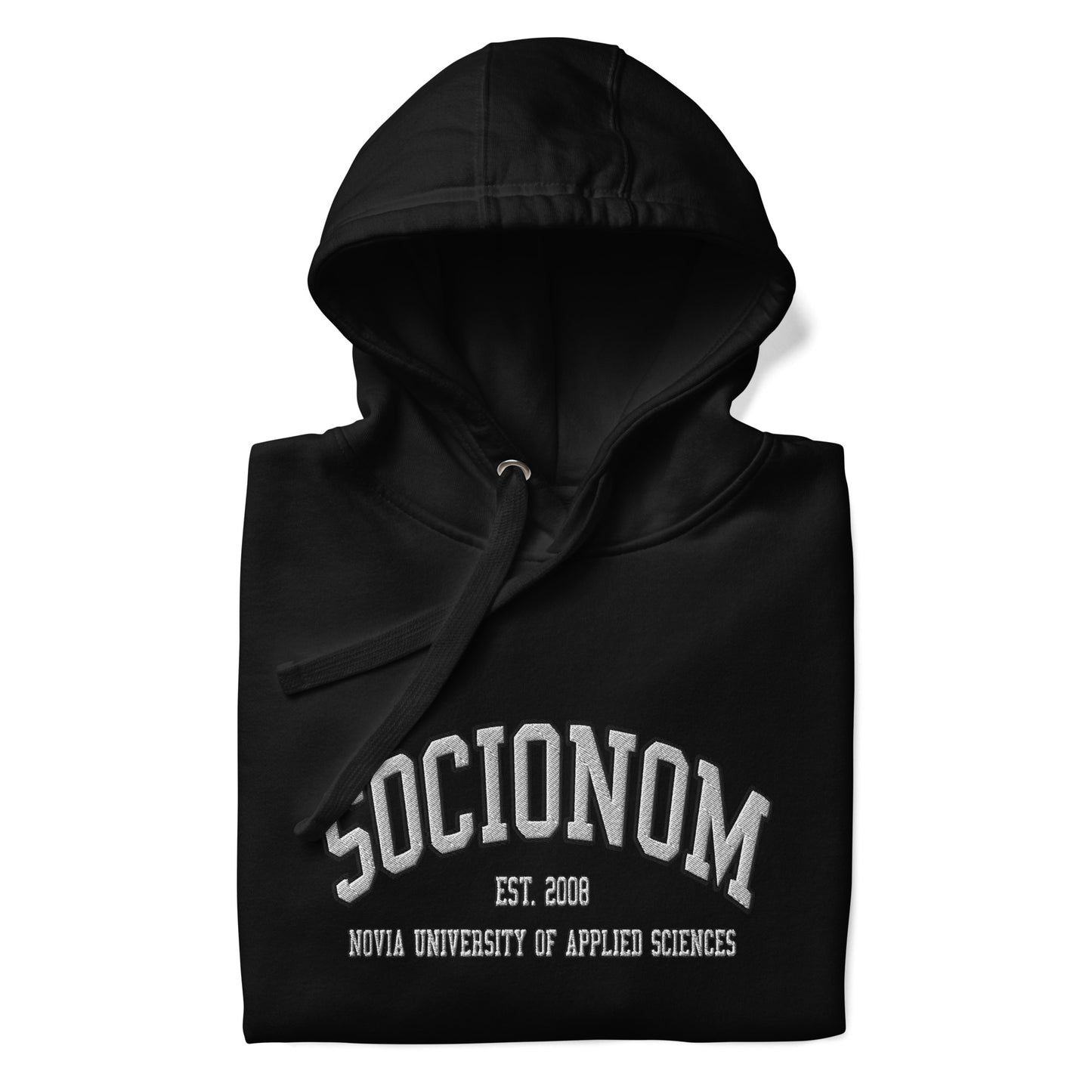 Broderad Socionom Vitt Tryck Premium Hoodie