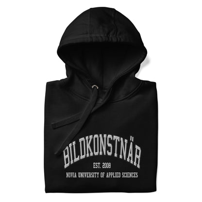 Broderad Bildkonstnär Vitt Tryck Premium Hoodie