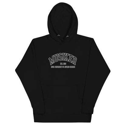 Broderad Musiker Svart Tryck Premium Hoodie