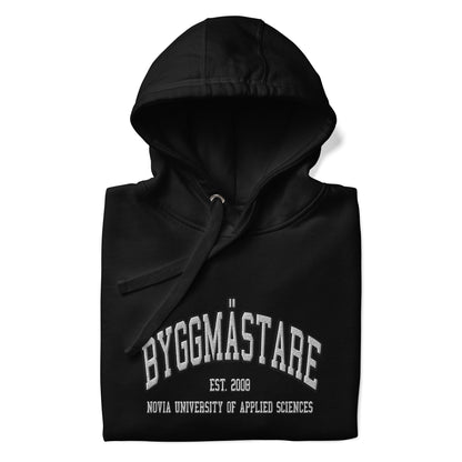 Broderad Byggmästare Vitt Tryck Premium Hoodie