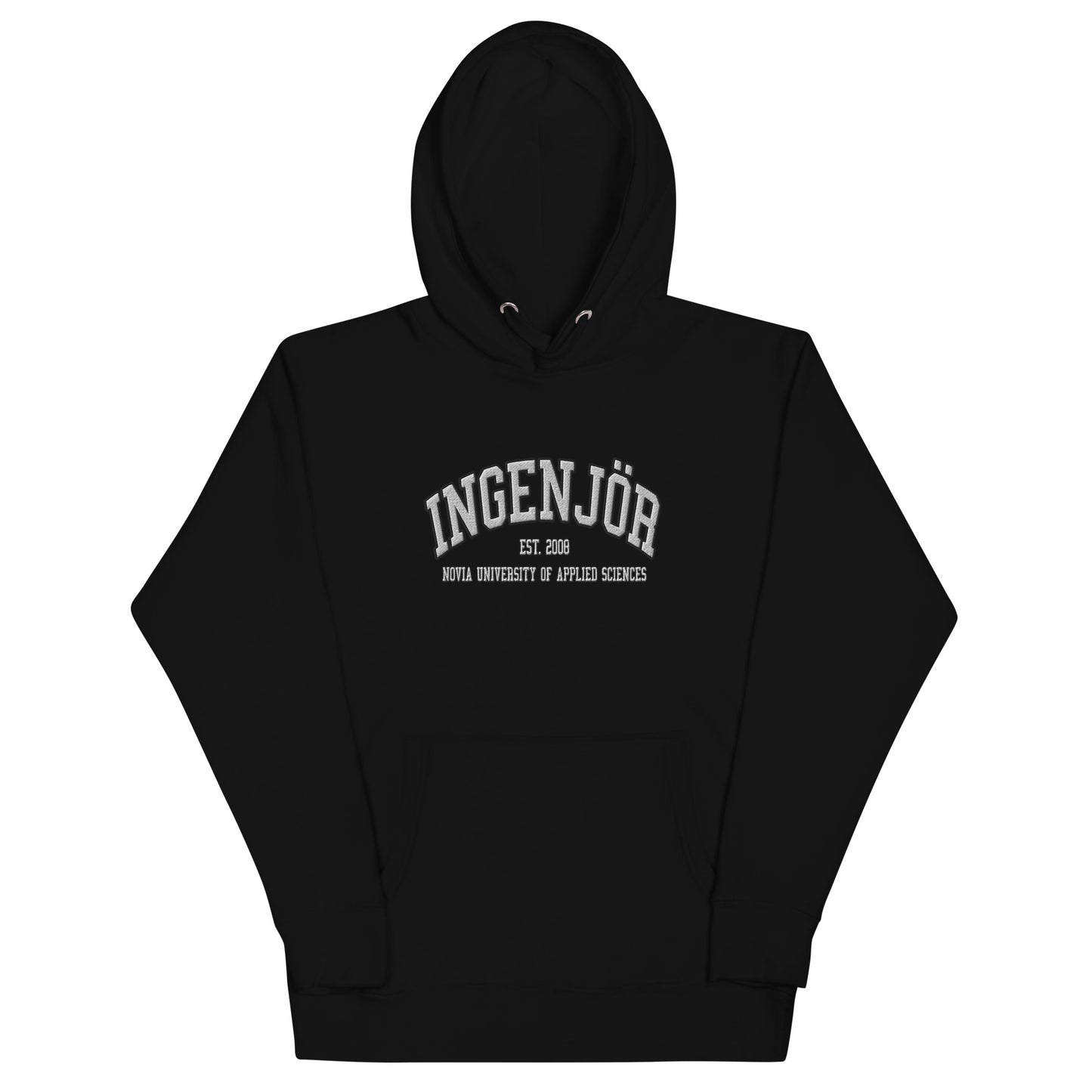 Broderad Ingenjör Vitt Tryck Premium Hoodie