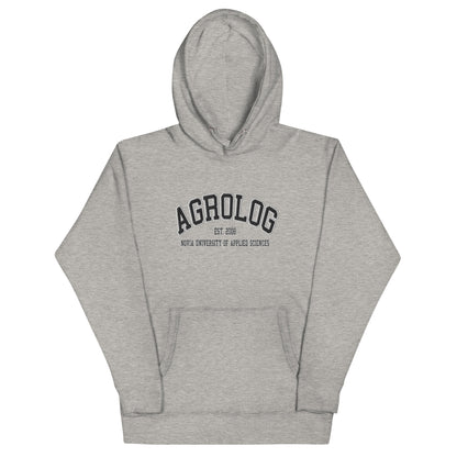 Broderad Agrolog Svart Tryck Premium Hoodie