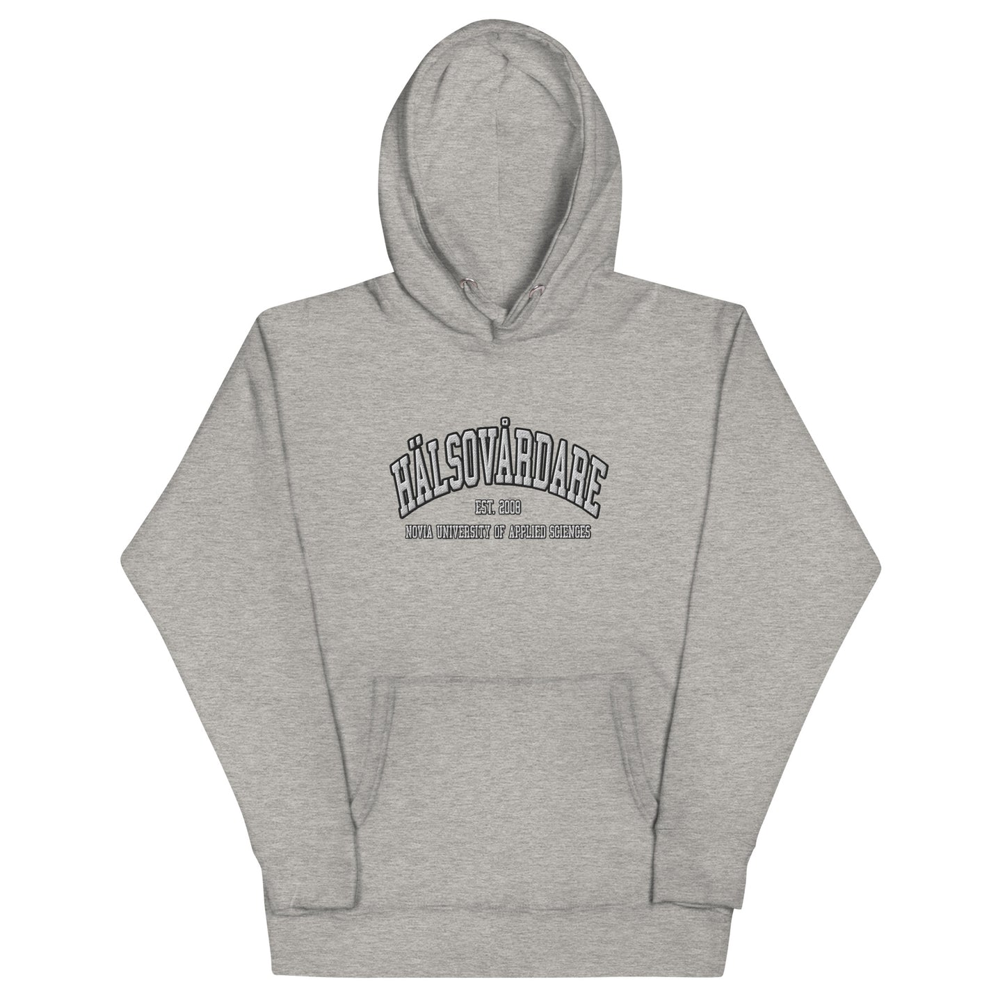 Broderad Hälsovårdare Vitt Tryck Premium Hoodie