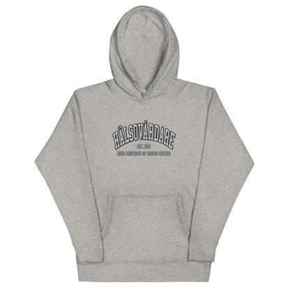 Broderad Hälsovårdare Vitt Tryck Premium Hoodie