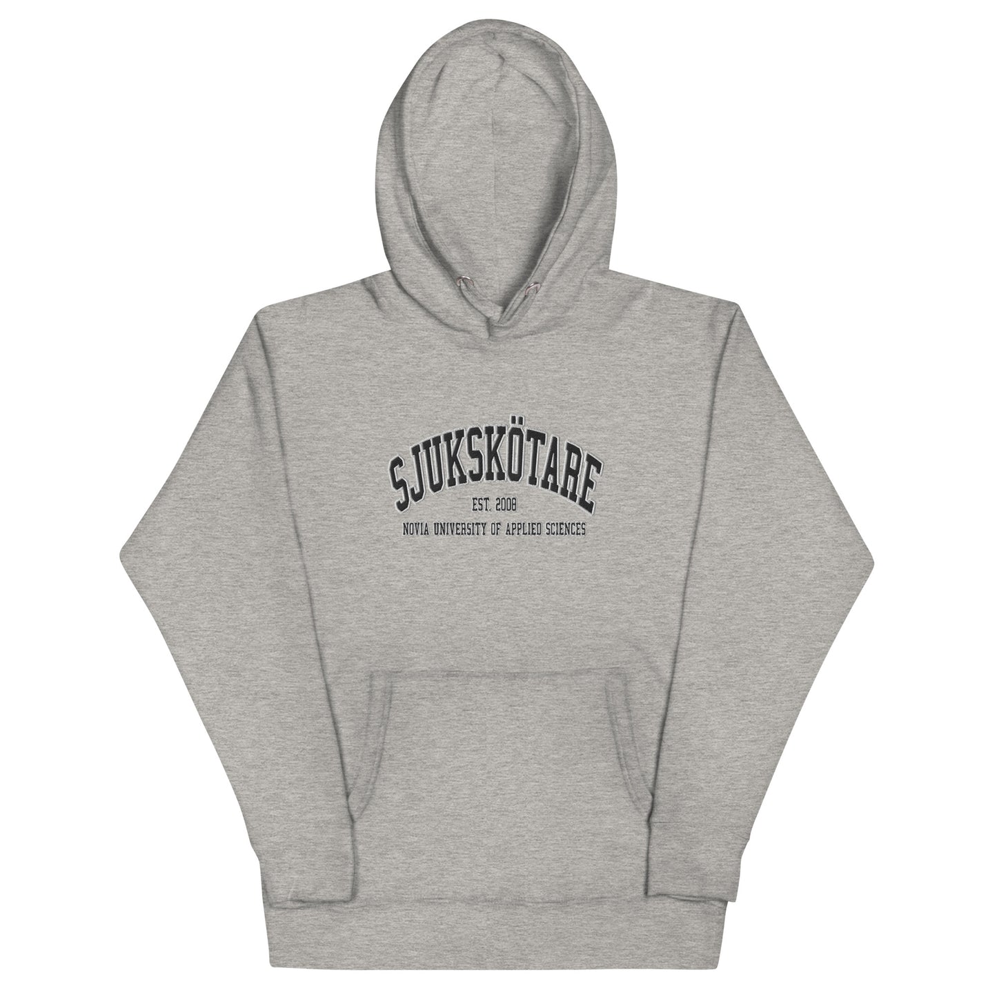 Broderad Sjukskötare Svart Tryck Premium Hoodie