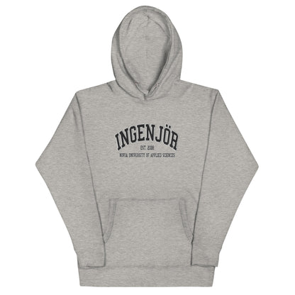 Broderad Ingenjör Svart Tryck Premium Hoodie