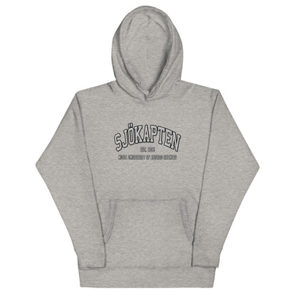 Broderad Sjökapten Vitt Tryck Premium Hoodie