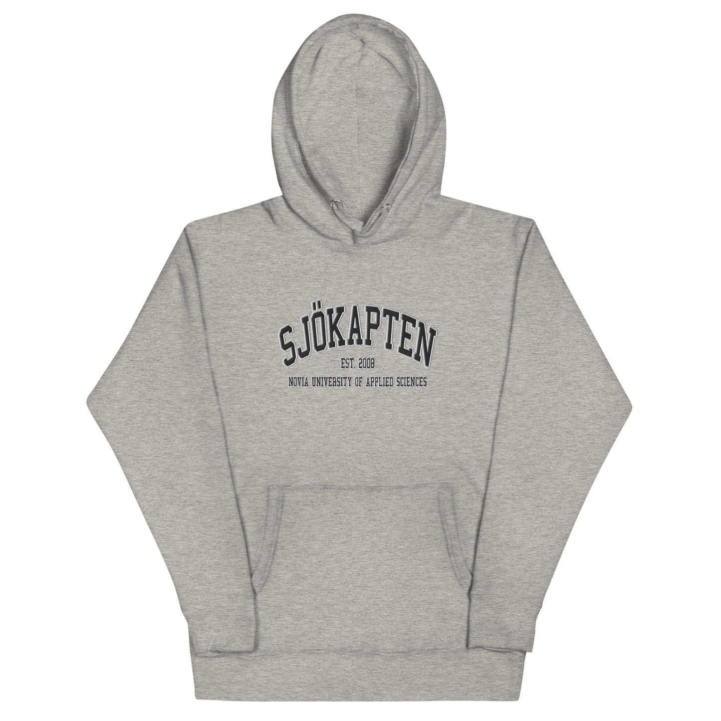 Broderad Sjökapten Svart Tryck Premium Hoodie