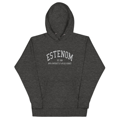 Broderad Estenom Vitt Tryck Premium Hoodie