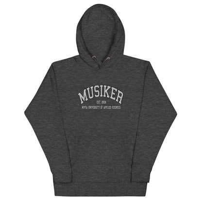 Broderad Musiker Vitt Tryck Premium Hoodie