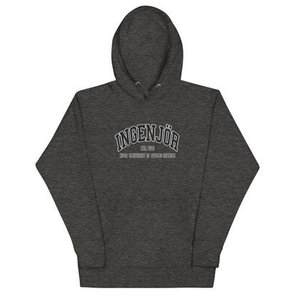 Broderad Ingenjör Svart Tryck Premium Hoodie