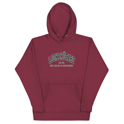 Broderad Sjukskötare Svart Tryck Premium Hoodie