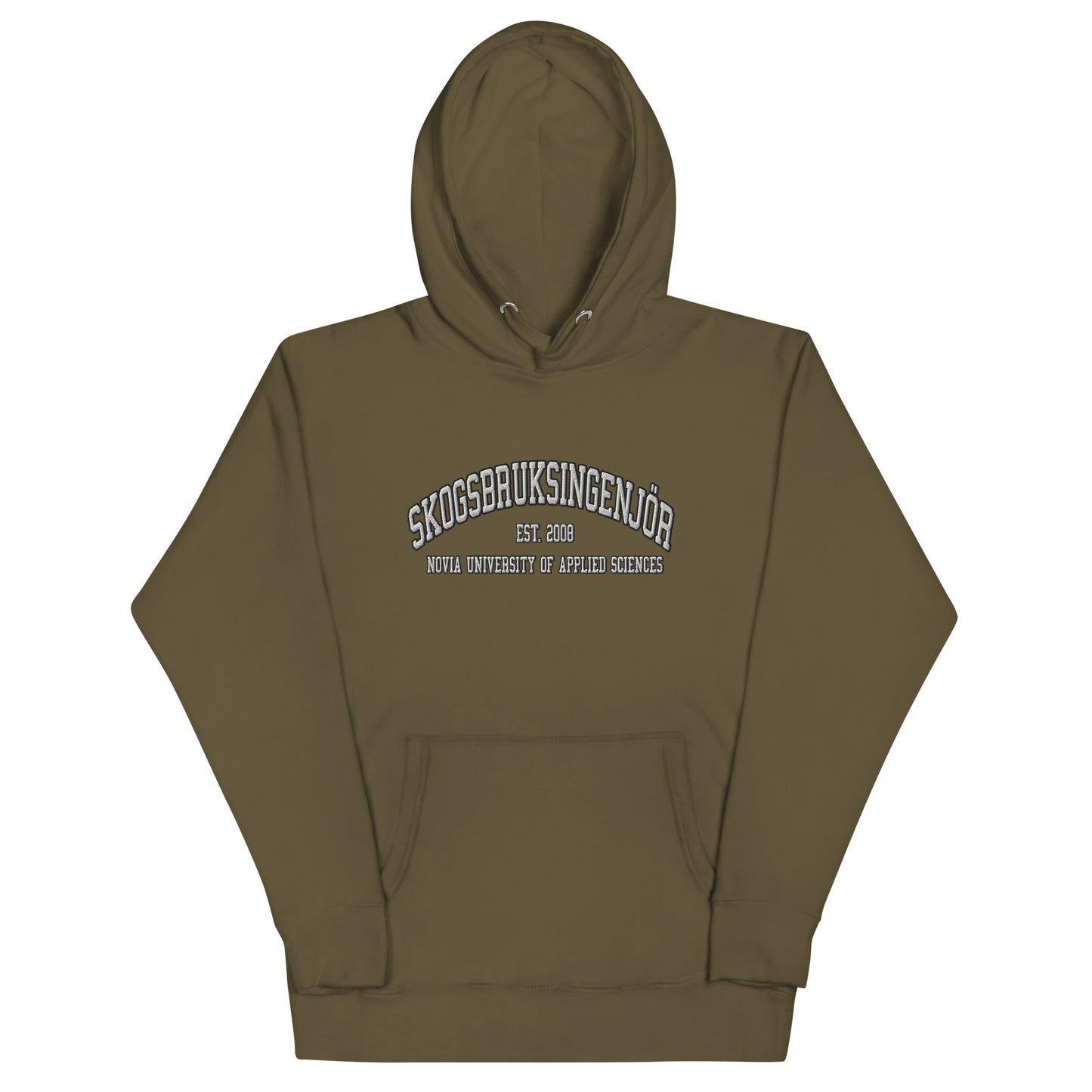 Broderad Skogsbruksingenjör Vitt Tryck Premium Hoodie