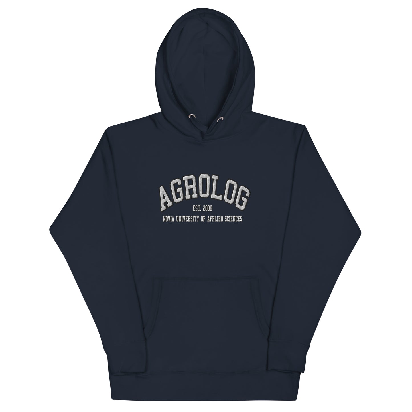 Broderad Agrolog Vitt Tryck Premium Hoodie