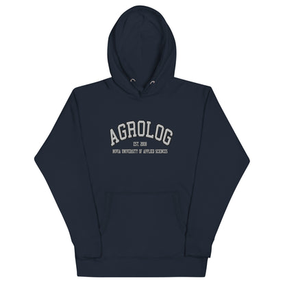 Broderad Agrolog Vitt Tryck Premium Hoodie