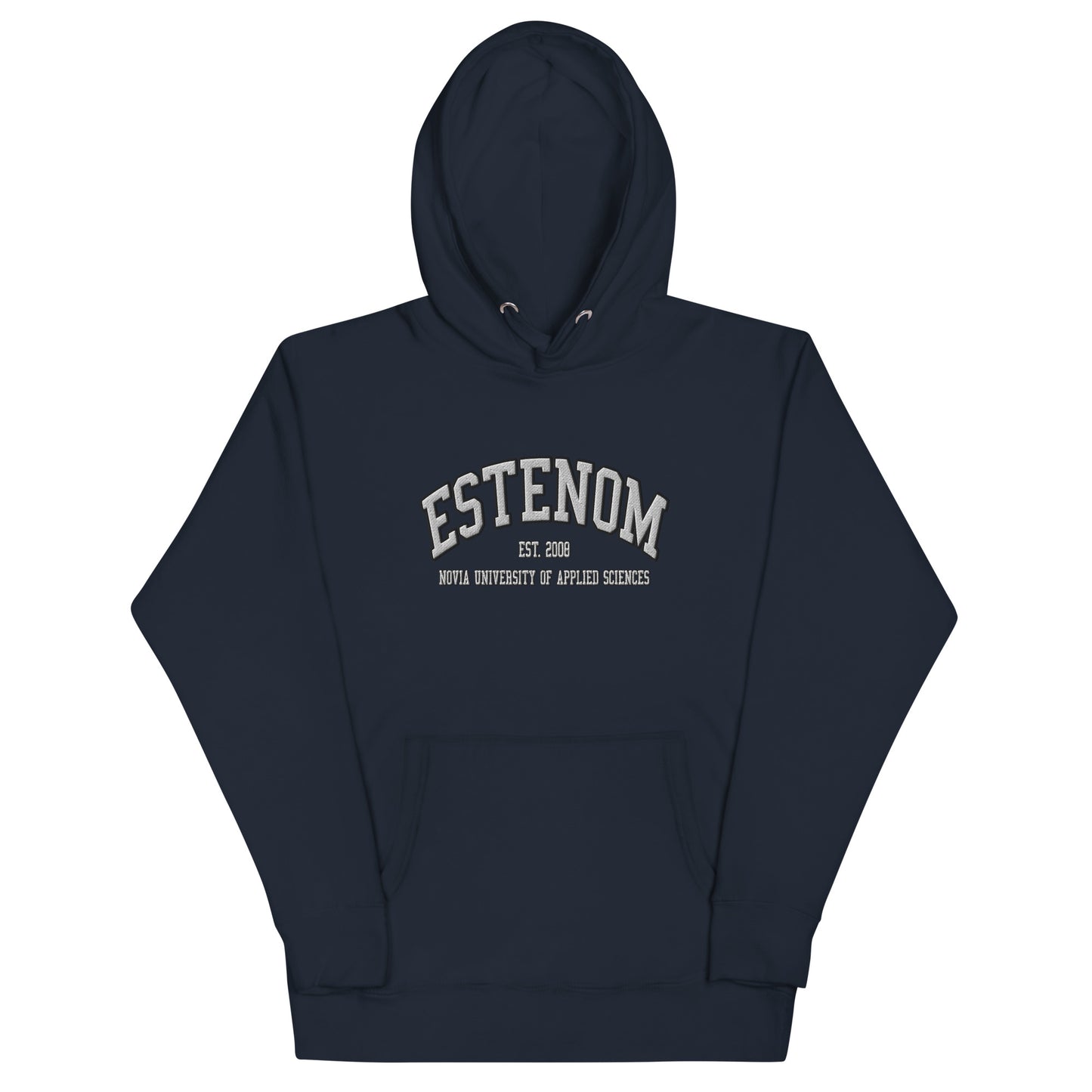 Broderad Estenom Vitt Tryck Premium Hoodie