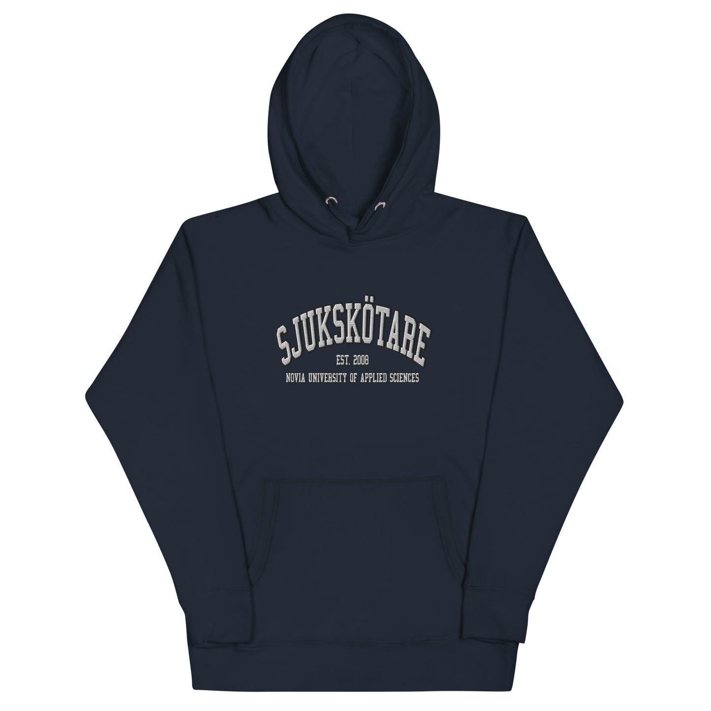 Broderad Sjukskötare Vitt Tryck Premium Hoodie