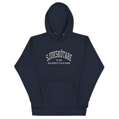 Broderad Sjukskötare Vitt Tryck Premium Hoodie