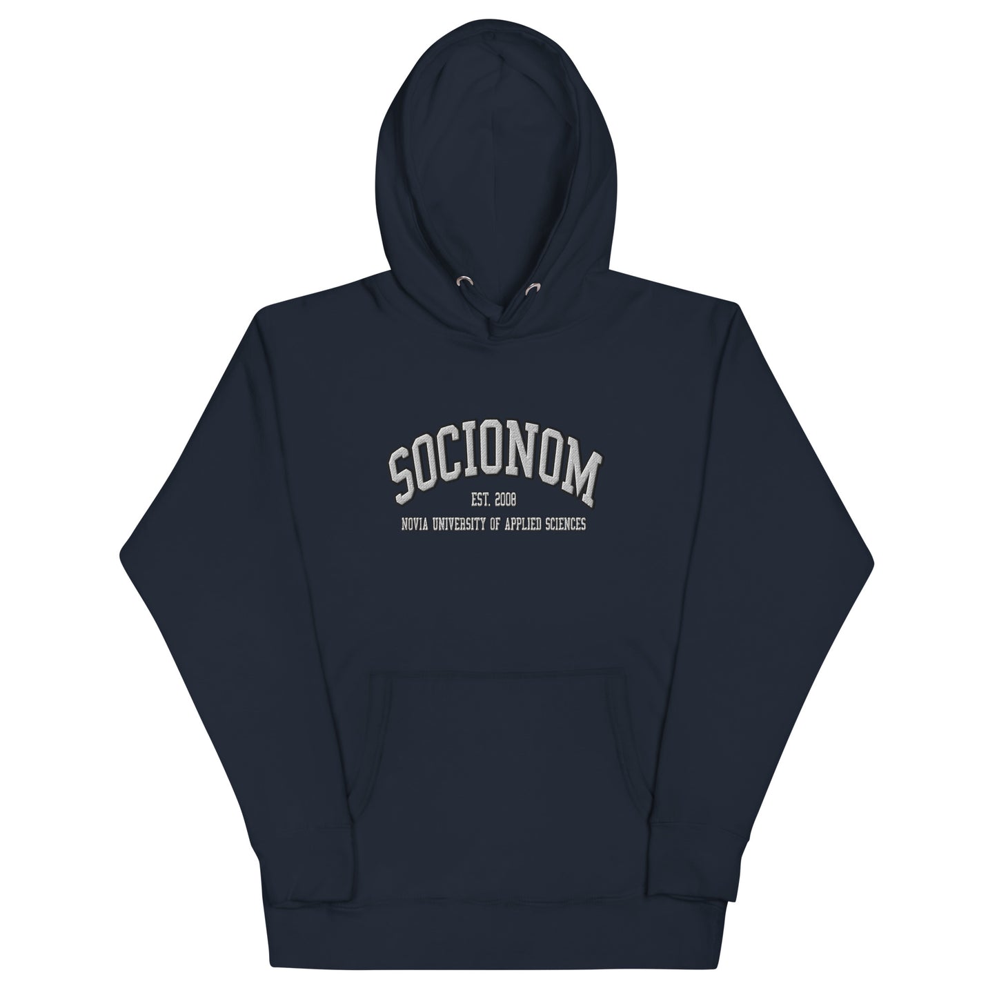 Broderad Socionom Vitt Tryck Premium Hoodie