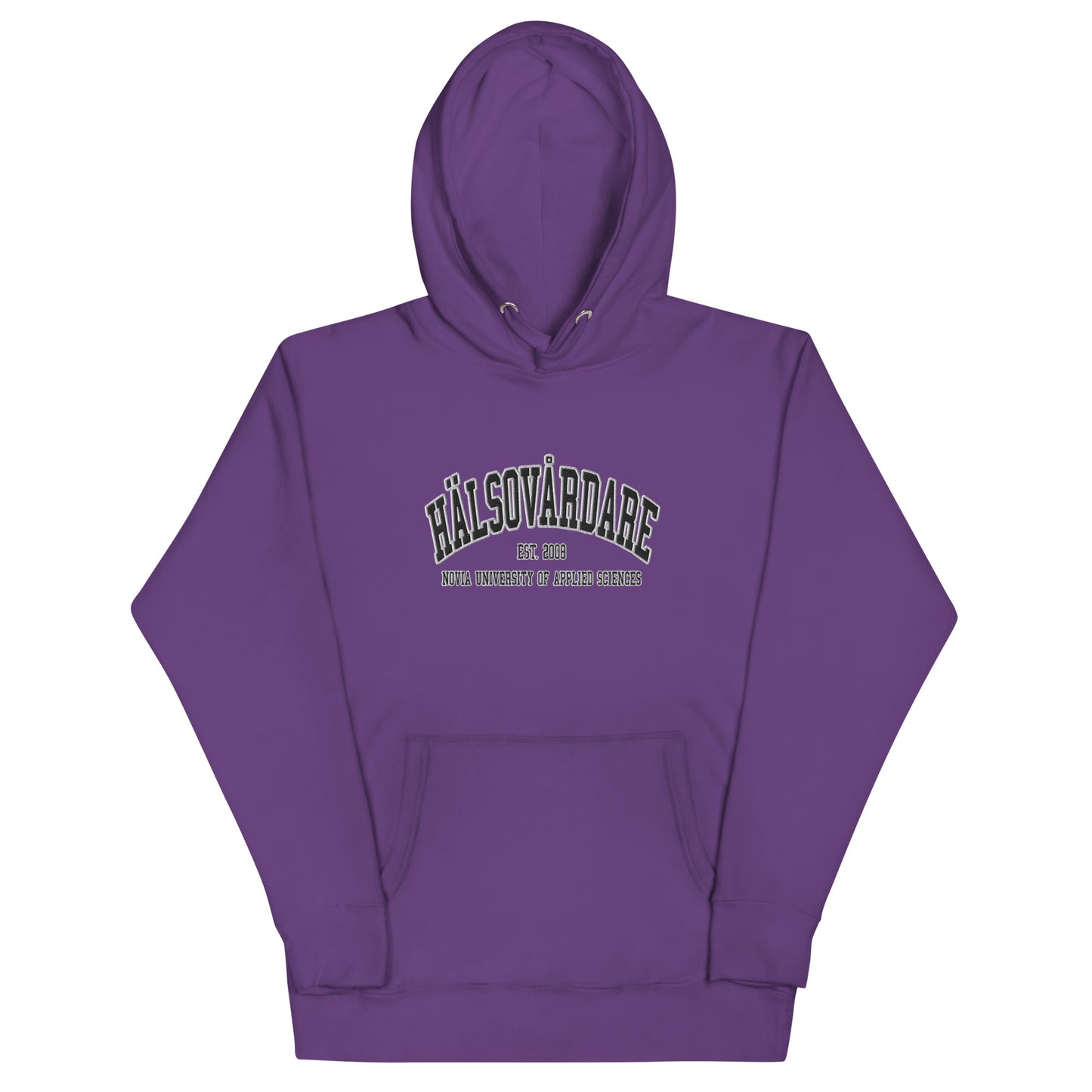 Broderad Hälsovårdare Svart Tryck Premium Hoodie