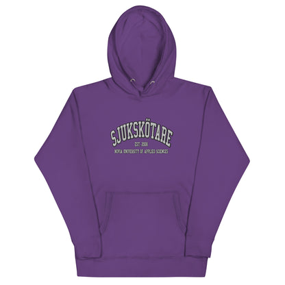 Broderad Sjukskötare Vitt Tryck Premium Hoodie