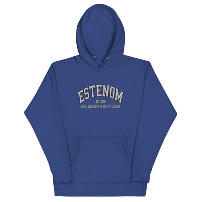 Broderad Estenom Vitt Tryck Premium Hoodie