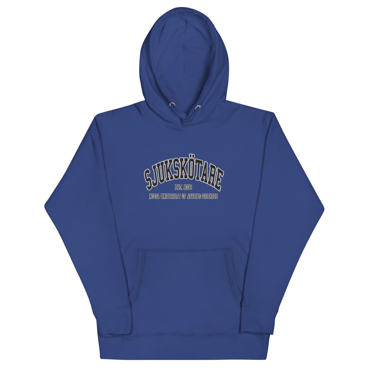 Broderad Sjukskötare Svart Tryck Premium Hoodie