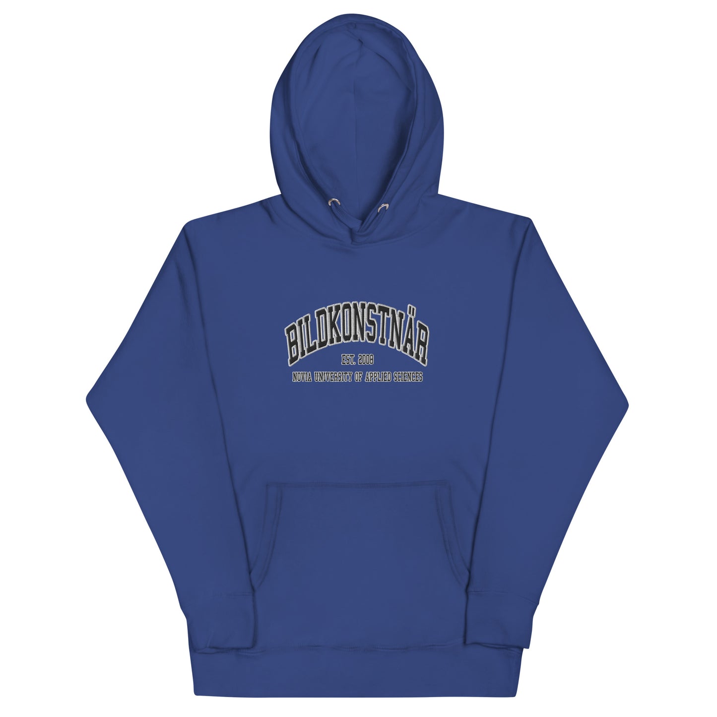 Broderad Bildkonstnär Svart Tryck Premium Hoodie