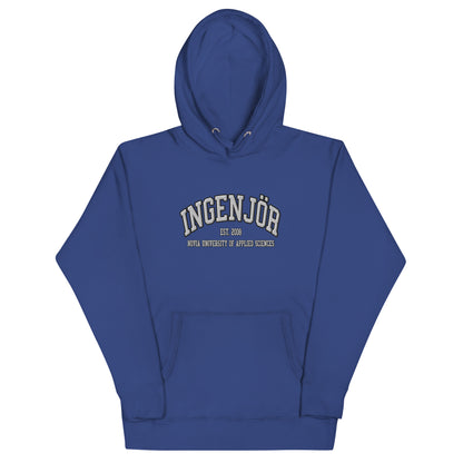 Broderad Ingenjör Vitt Tryck Premium Hoodie