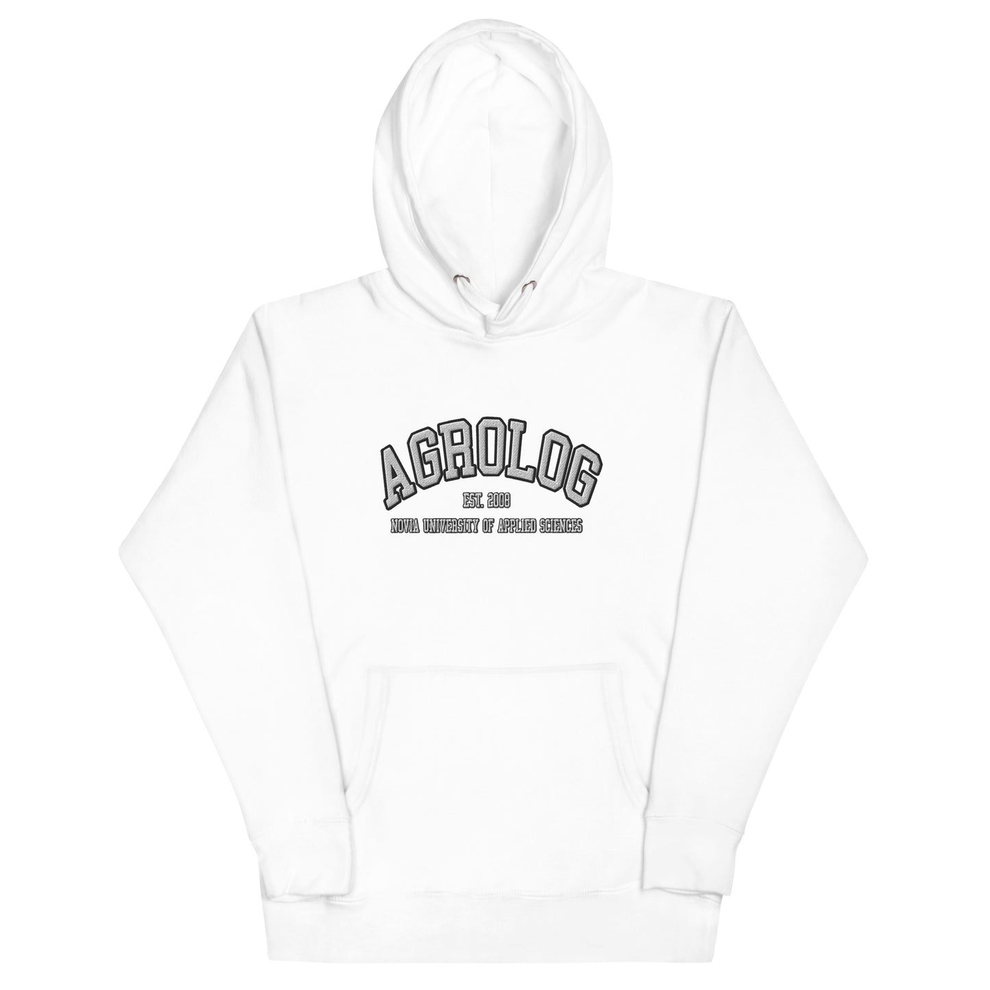 Broderad Agrolog Vitt Tryck Premium Hoodie