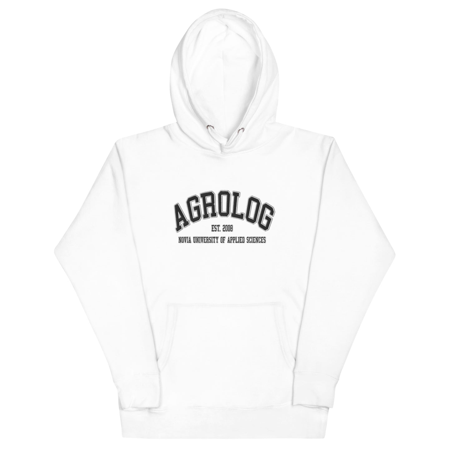 Broderad Agrolog Svart Tryck Premium Hoodie