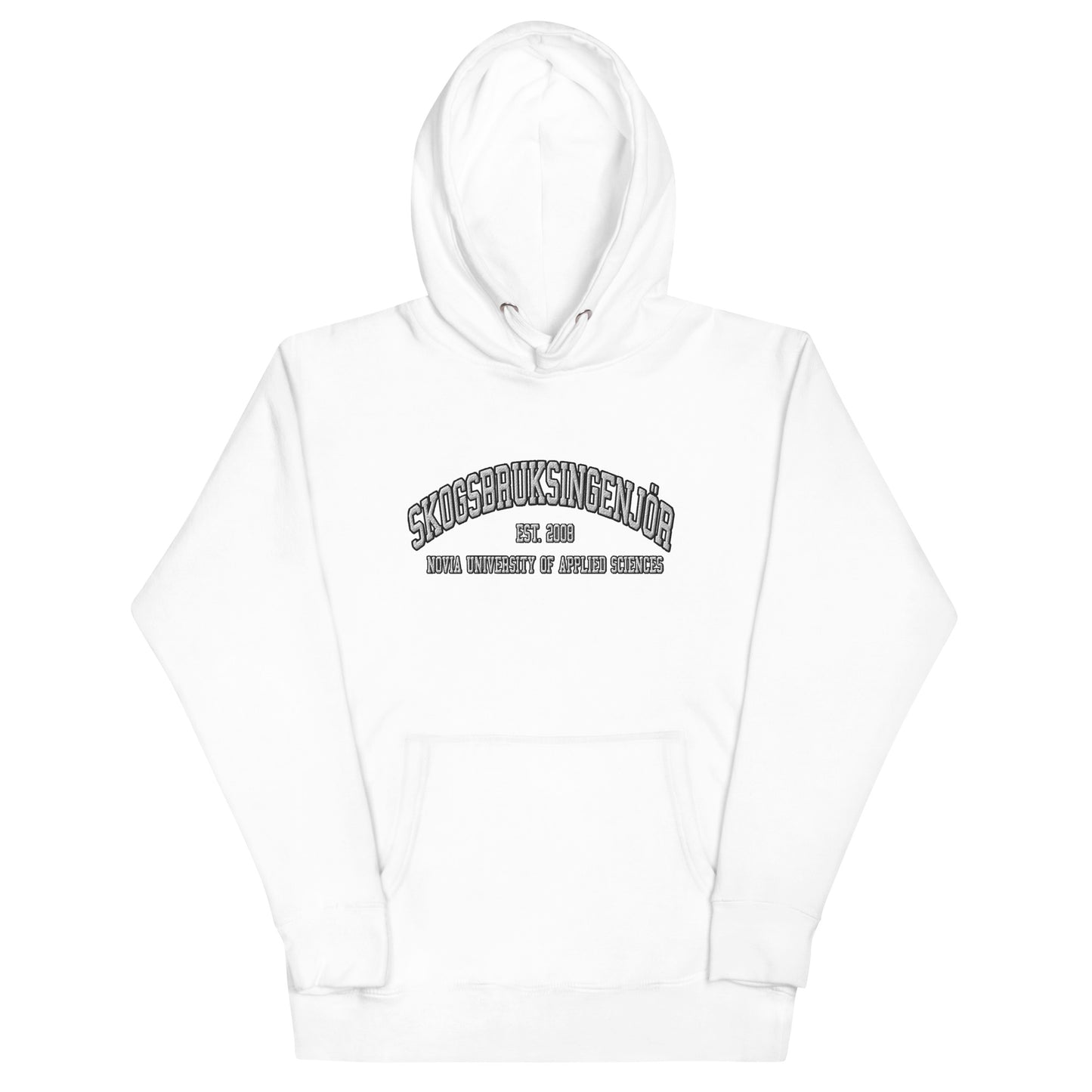 Broderad Skogsbruksingenjör Vitt Tryck Premium Hoodie