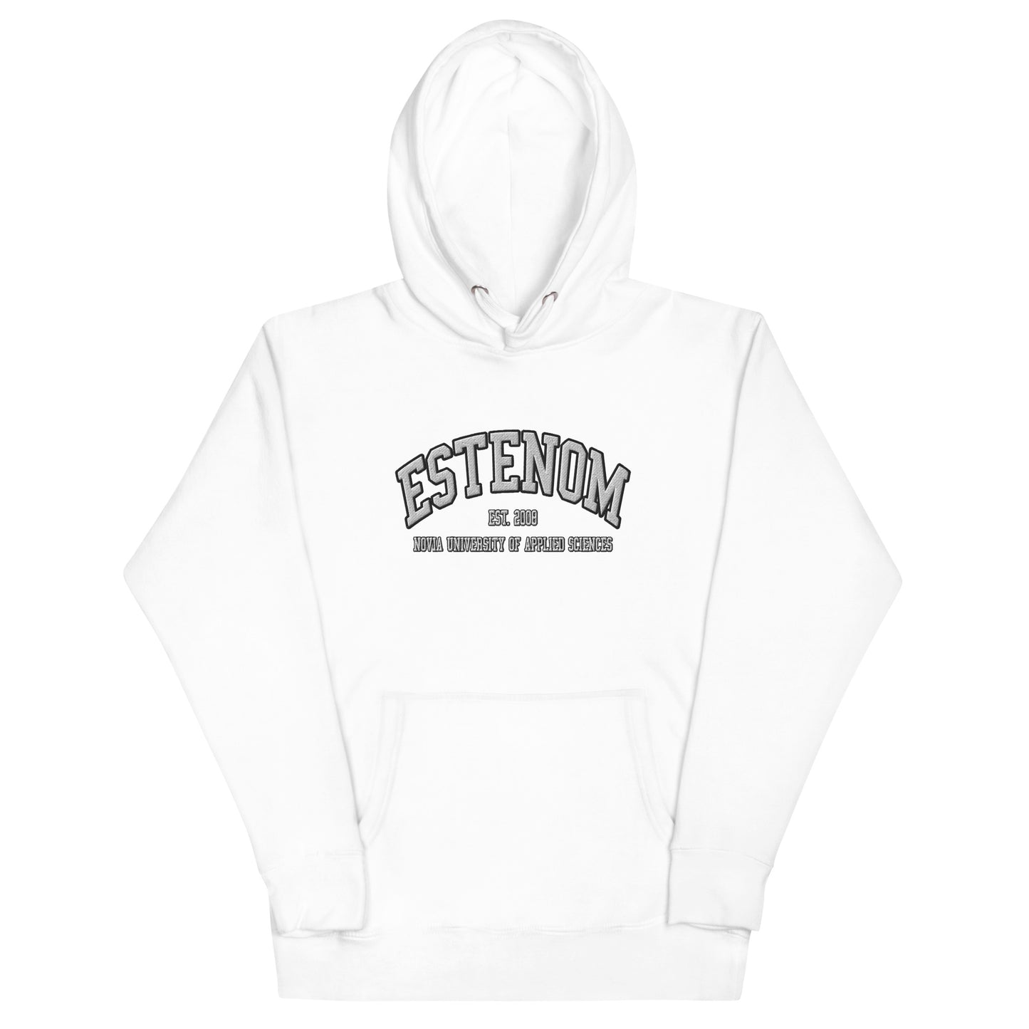 Broderad Estenom Vitt Tryck Premium Hoodie