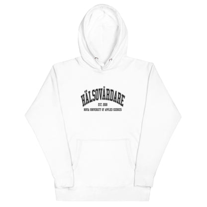 Broderad Hälsovårdare Svart Tryck Premium Hoodie