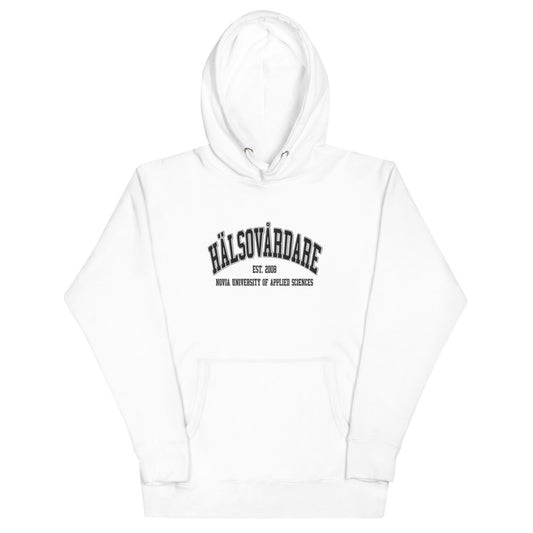 Broderad Hälsovårdare Svart Tryck Premium Hoodie