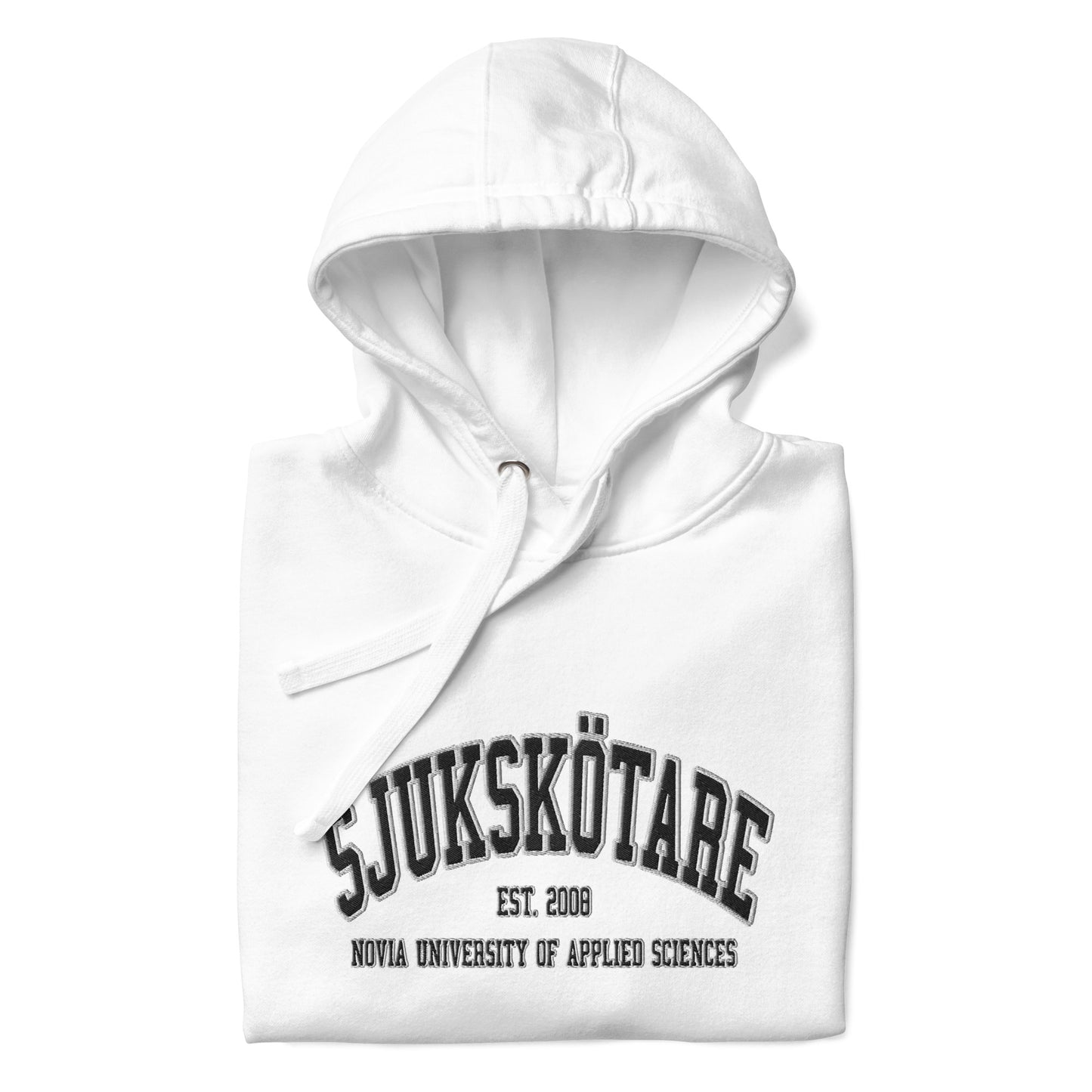 Broderad Sjukskötare Svart Tryck Premium Hoodie