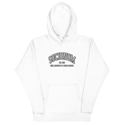 Broderad Socionom Vitt Tryck Premium Hoodie