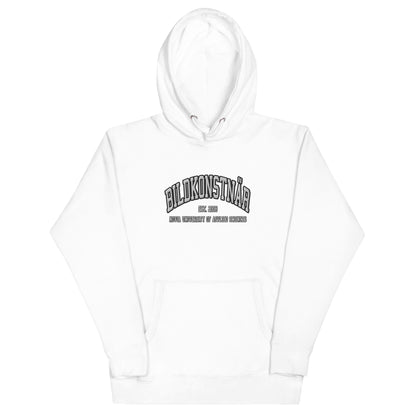 Broderad Bildkonstnär Vitt Tryck Premium Hoodie