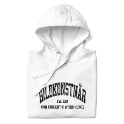 Broderad Bildkonstnär Svart Tryck Premium Hoodie