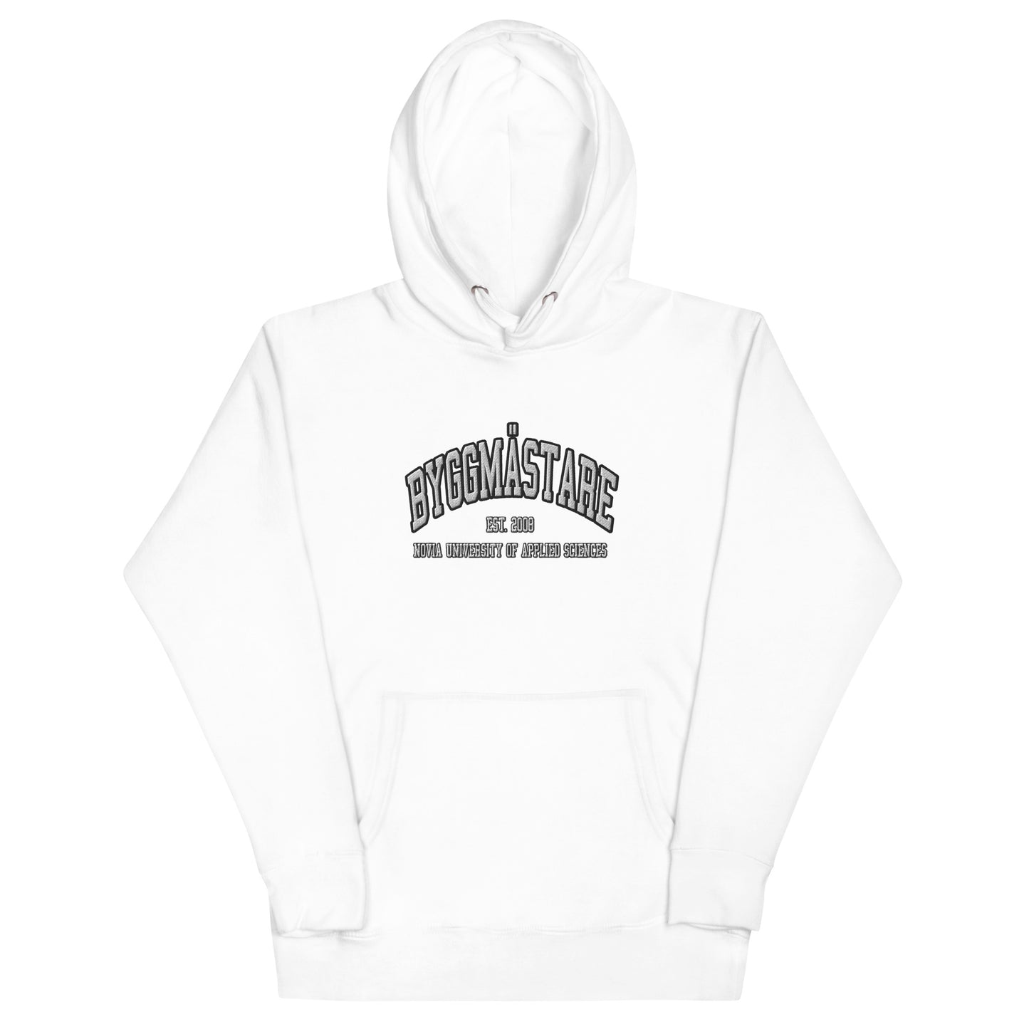 Broderad Byggmästare Vitt Tryck Premium Hoodie