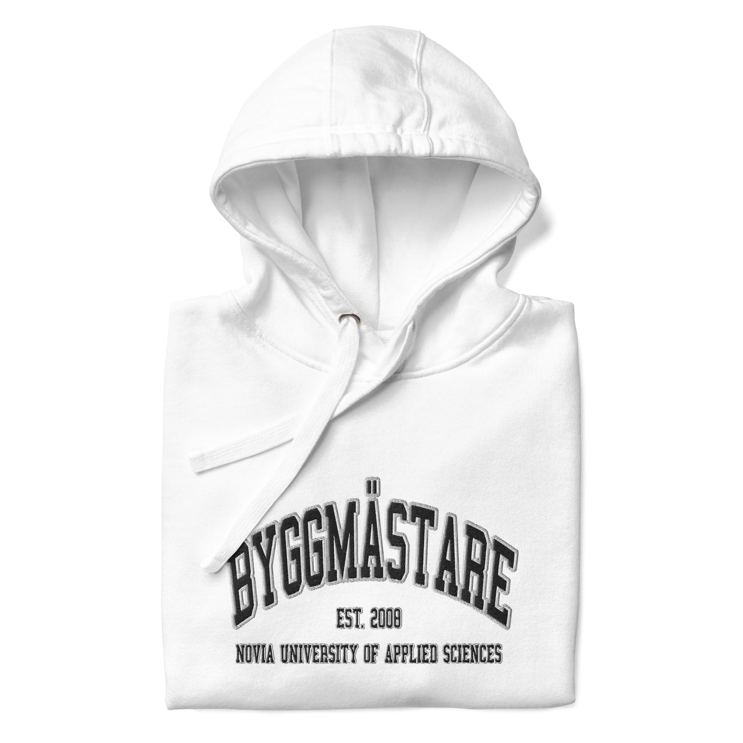 Broderad Byggmästare Svart Tryck Premium Hoodie