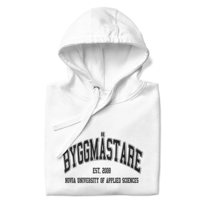 Broderad Byggmästare Svart Tryck Premium Hoodie